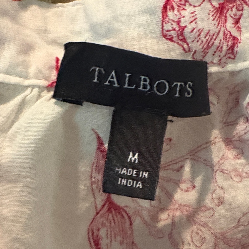 Talbots White Blouse with Pink Floral Print - Picture 2 of 4